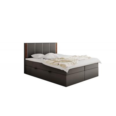 Čalouněná manželská postel s čelem 140x200 PURAM - šedá