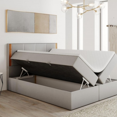 Čalouněná manželská postel s čelem 140x200 PURAM - světle šedá