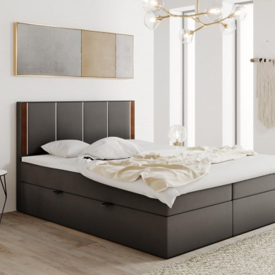 Čalouněná manželská postel s čelem 160x200 PURAM - šedá