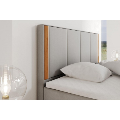 Čalouněná manželská postel s čelem 160x200 PURAM - světle šedá
