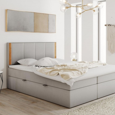 Čalouněná manželská postel s čelem 180x200 PURAM - světle šedá