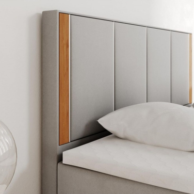 Čalouněná manželská postel s čelem 180x200 PURAM - světle šedá