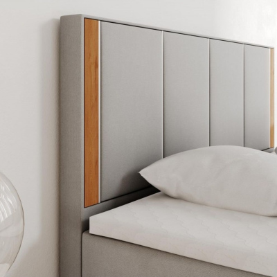 Čalouněná manželská postel s čelem 200x200 PURAM - světle šedá