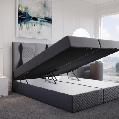 Prošívaná manželská postel s vysokým čelem 180x200 BARBI - šedá