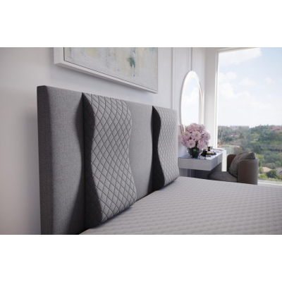 Prošívaná manželská postel s vysokým čelem 180x200 BARBI - šedá