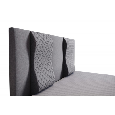 Prošívaná manželská postel s vysokým čelem 180x200 BARBI - šedá