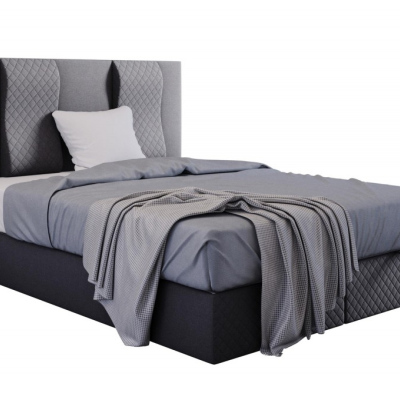 Prošívaná manželská postel s vysokým čelem 180x200 BARBI - šedá