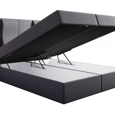 Prošívaná manželská postel s vysokým čelem 180x200 BARBI - šedá