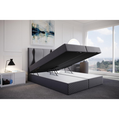 Prošívaná manželská postel s vysokým čelem 200x200 BARBI - šedá