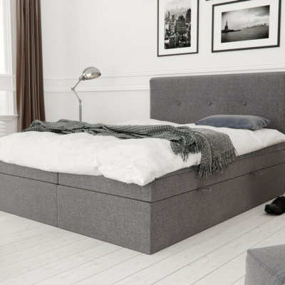 Čalouněná postel s úložným prostorem 140x200 LAKOTA - šedá