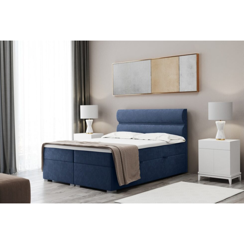 Boxspringová manželská postel PALMIRA 200x200 - modrá
