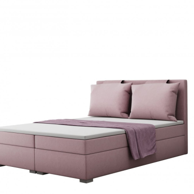 Pohodlná boxspringová manželská postel LEONTYNA 200x200 - růžová