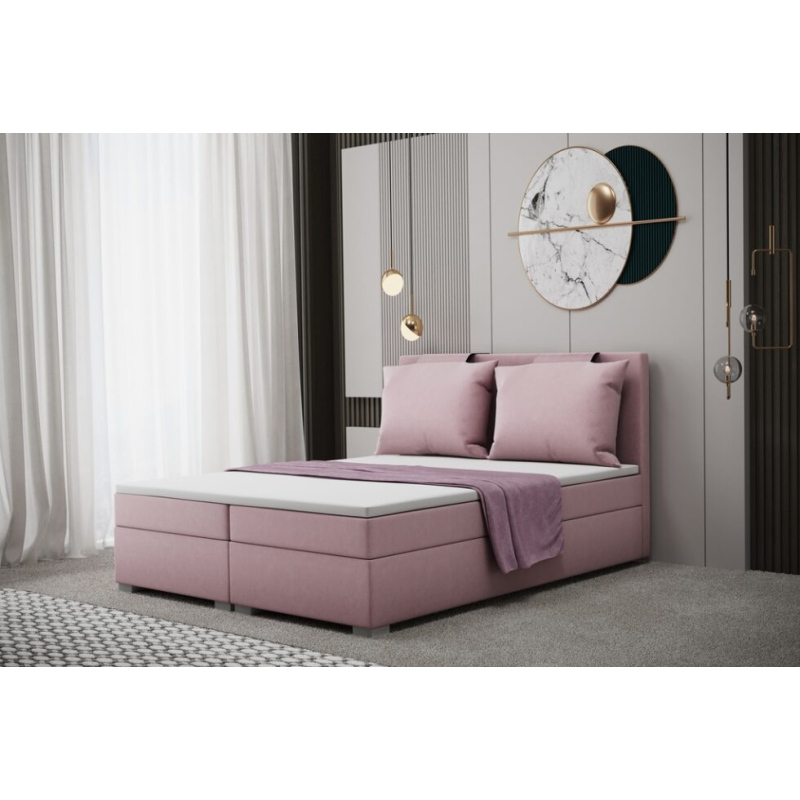Pohodlná boxspringová manželská postel LEONTYNA 180x200 - růžová