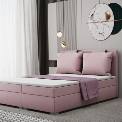 Pohodlná boxspringová manželská postel LEONTYNA 160x200 - růžová