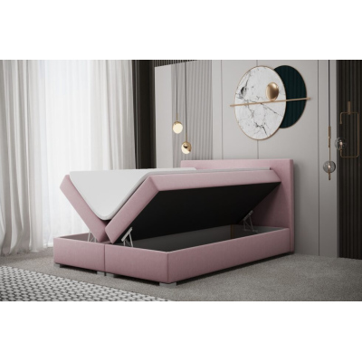 Pohodlná boxspringová manželská postel LEONTYNA 140x200 - růžová