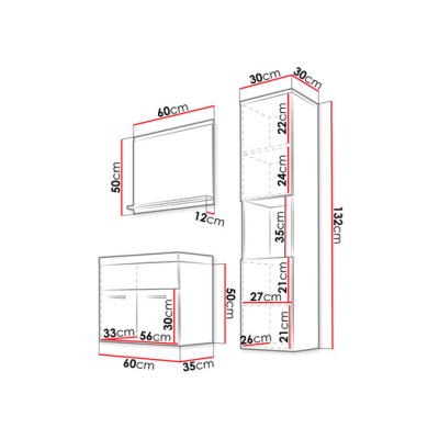 Koupelnová sestava ZORAIDA - dub wotan / lesklá bílá + baterie Platino ZDARMA