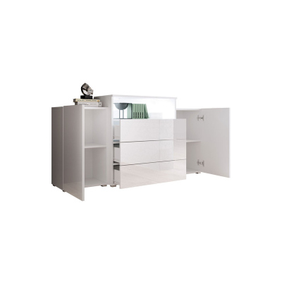 Kombinovaná komoda ZORINA - dub wotan / lesklá bílá