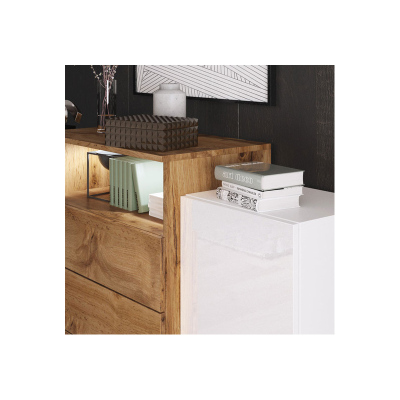 Kombinovaná komoda ZORINA - dub wotan / bílá