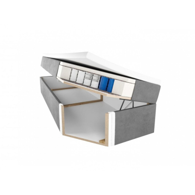 Čalouněná postel s úložným prostorem a šuplíky 200x200 CHARLIE - modrá