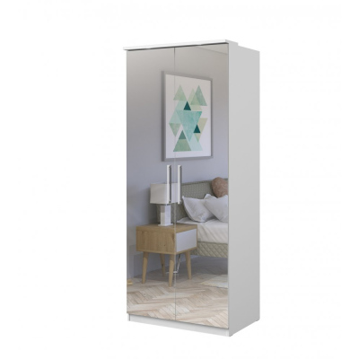 Dvoudveřová zrcadlová skříň OLIKA - šířka 90 cm, bílá