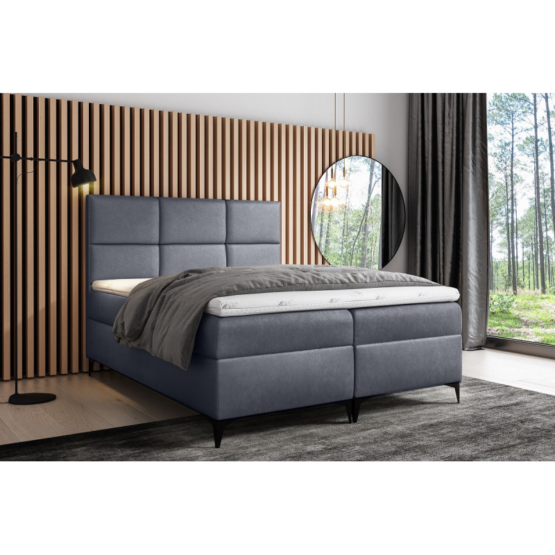 VÝPRODEJ - Designové čalouněná postel Fiza s úložným prostorem šedá 180 x 200 + topper zdarma