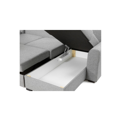 Rohová sedačka do U s úložným prostorem TUCSON 2 - černá ekokůže / tmavá šedá, levý roh
