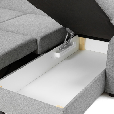 Rozkládací sedačka do U s úložným prostorem TUCSON 1 - bílá ekokůže / tmavá šedá, levý roh