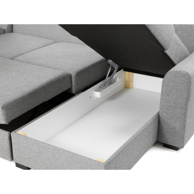 Rozkládací sedačka do U s úložným prostorem TUCSON 1 - bílá ekokůže / tmavá šedá, pravý roh