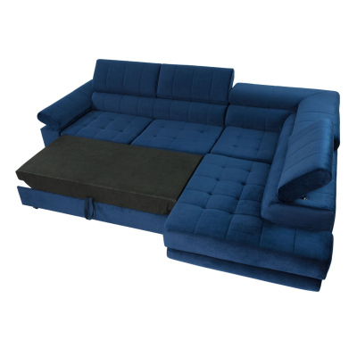 Rohová rozkládací sedačka s úložným prostorem OKLAHOMA - modrá, pravý roh