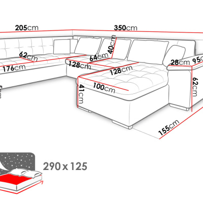 Rohová sedací souprava s LED podsvícením NELLI 2 - šedá, levý roh