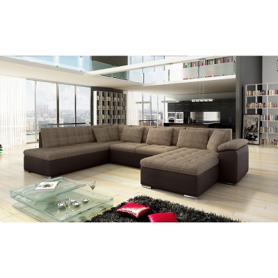 Rohová sedací souprava do U NELLI 1 - hnědá ekokůže / hnědá, pravý roh