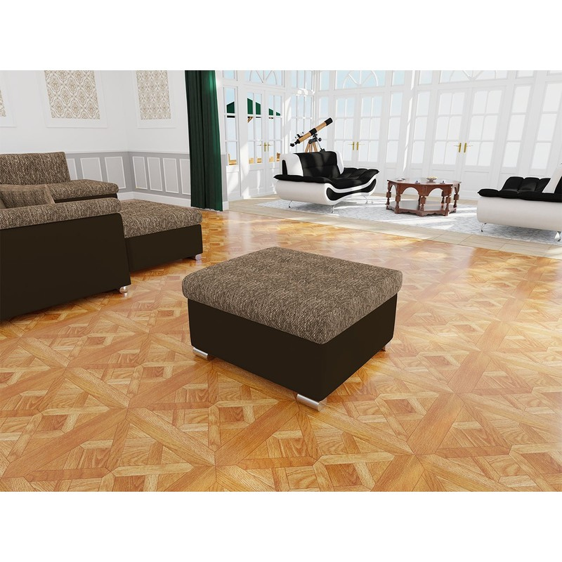 Taburet do obýváku NELLI 1 - hnědá ekokůže / hnědý