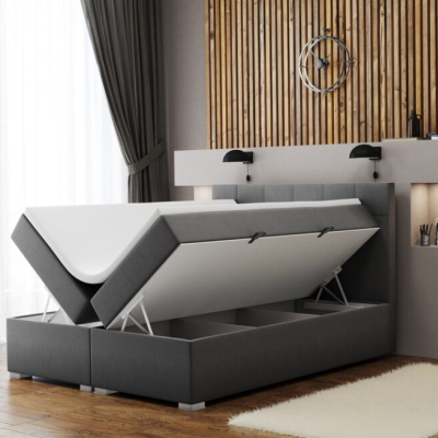 Pohodlná manželská postel SILVIE 180x200 - šedá