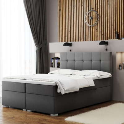 Pohodlná manželská postel SILVIE 160x200 - světle šedá