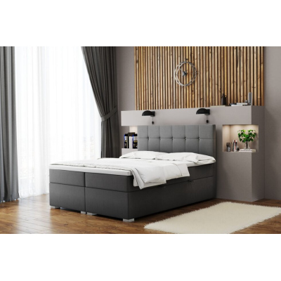 Pohodlná manželská postel SILVIE 160x200 - světle šedá