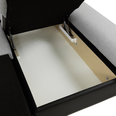 Rohová sedačka s úložným prostorem MARLA - bílá ekokůže / šedá 1, levý roh