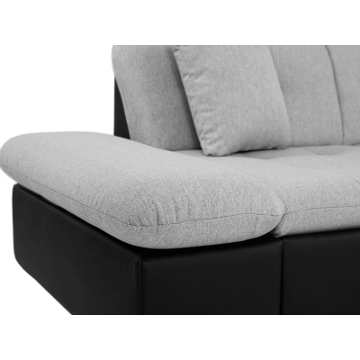 Rohová sedačka s LED podsvícením MARLA - bílá ekokůže / tmavá šedá, pravý roh
