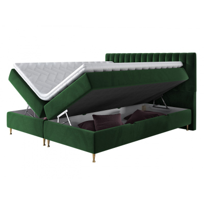 Boxspringová postel 160x200 CANDICE - zelená + topper ZDARMA