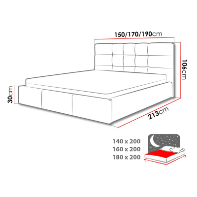 Čalouněná manželská postel 180x200 GLENDALE 1 - tmavá šedá