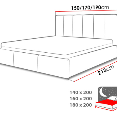Čalouněná manželská postel 180x200 LUBBOCK 1 - tmavá šedá