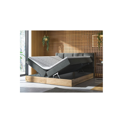 Kontinentální postel 140x200 JERSEY - hnědá / šedá + topper ZDARMA