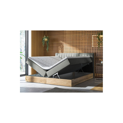 Kontinentální postel 180x200 DURHAM - hnědá / šedá + topper ZDARMA