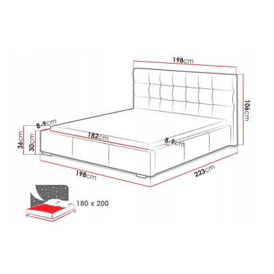 Postel s matrací a úložným prostorem 180x200 IRVINE 1 - hnědá ekokůže