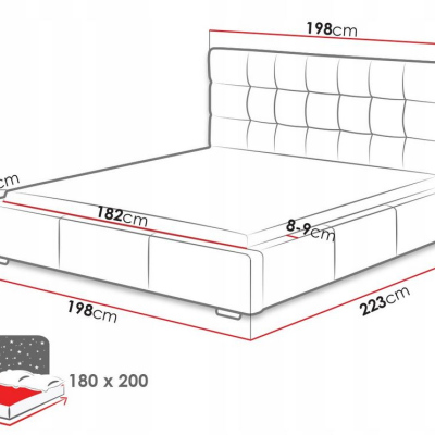 Postel s matrací a úložným prostorem 180x200 IRVINE 1 - šedá ekokůže