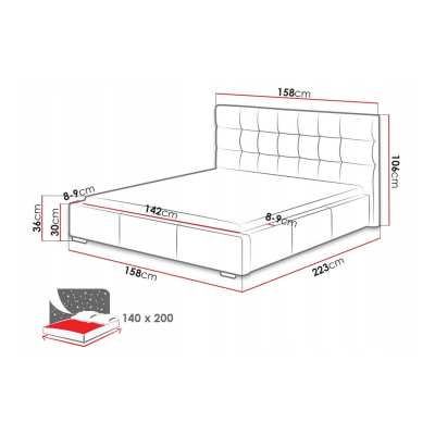Postel s matrací a úložným prostorem 140x200 IRVINE 1 - bílá ekokůže