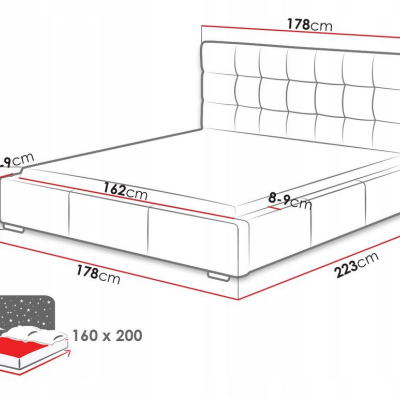 Postel s roštem a matrací 160x200 IRVINE SLIM 2 - bílá ekokůže