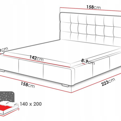 Postel s matrací a úložným prostorem 140x200 IRVINE SLIM 1 - černá ekokůže