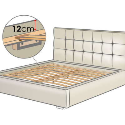 Postel s matrací a úložným prostorem 160x200 IRVINE SLIM 1 - bílá ekokůže