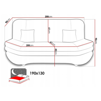 Rozkládací pohovka s úložným prostorem OMAHA - světlá šedá