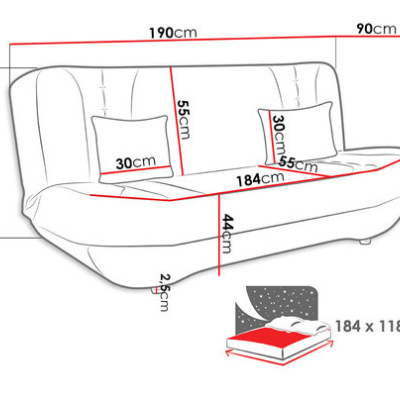 Rozkládací pohovka SACRAMENTO - šedá / růžová